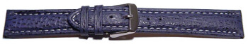XL Bracelet montre requin véritable bleu foncé surpiqué 18mm 20mm 22mm 24mm