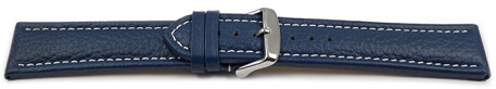 XL Bracelet montre cuir de veau grainé bleu 18mm 20mm 22mm 24mm