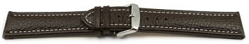 XL Bracelet montre cuir de veau grainé marron foncé...