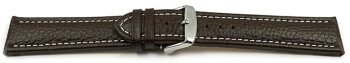 XL Bracelet montre cuir de veau grain marron fonc...