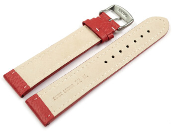 XL Bracelet montre cuir de veau grainé rouge couture blanche 18mm 20mm 22mm 24mm