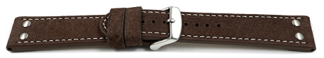 XL Bracelet de montre buffle deau à rivets brun foncé 18mm 20mm 22mm 24mm