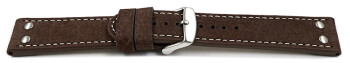 XL Bracelet de montre buffle deau à rivets brun foncé...