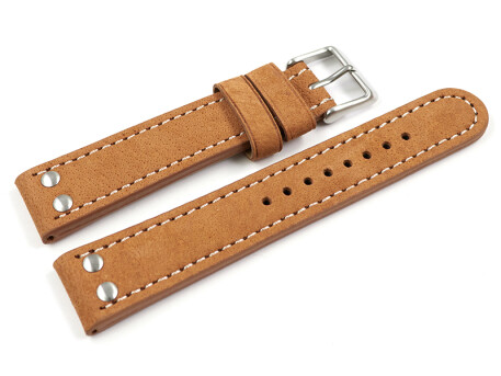 XL Bracelet de montre buffle deau à rivets brun...