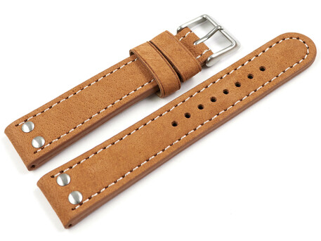 XL Bracelet de montre buffle deau à rivets brun clair