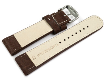 XL Bracelet de montre buffle deau à rivets brun foncé 18mm Acier