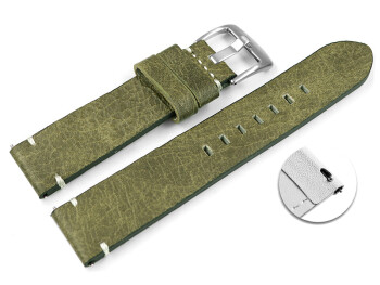 Bracelet montre à dégagement rapide cuir Vintage vert brun sans rembourrage 20mm 22mm 24mm