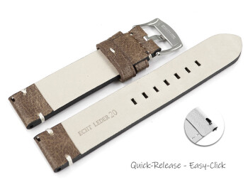 Bracelet montre à dégagement rapide cuir Vintage brun sans rembourrage 20mm 22mm 24mm