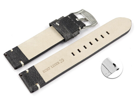 Bracelet De Montre En Cuir Noir - Déclipsage Rapide, Sans Rembourrage, Marque Watchband Berlin - Neuf Avec étiquettes