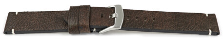 Bracelet montre à dégagement rapide cuir Vintage brun foncé sans rembourrage 20mm 22mm 24mm