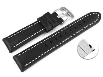 Bracelet montre à dégagement rapide cuir noir Miami sans rembourrage 20mm 22mm 24mm 26mm