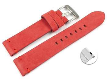 Bracelet montre à dégagement rapide cuir Veluro rouge sans coussinet 18mm 20mm 22mm 24mm