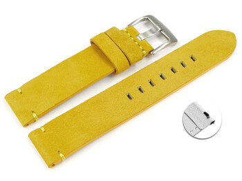 Bracelet montre à dégagement rapide cuir Veluro jaune sans coussinet 18mm 20mm 22mm 24mm