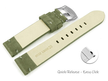 Bracelet montre à dégagement rapide cuir Veluro Kaki sans coussinet 18mm 20mm 22mm 24mm
