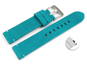 Bracelet montre à dégagement rapide cuir Veluro turquoise sans coussinet 18mm 20mm 22mm 24mm