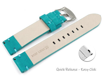 Bracelet montre à dégagement rapide cuir Veluro turquoise sans coussinet 18mm 20mm 22mm 24mm