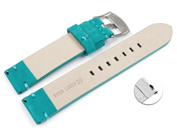 Bracelet montre à dégagement rapide cuir Veluro turquoise sans coussinet 18mm 20mm 22mm 24mm