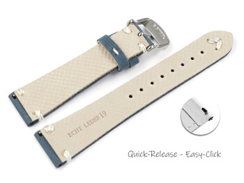 Bracelet montre à dégagement rapide bleu foncé en cuir modèle Fresh 18mm 19mm 20mm 22mm