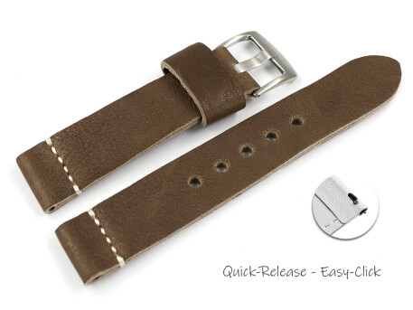 Bracelet montre à dégagement rapide vieux brun en cuir très souple modèle Bari 20mm 22mm 24mm 26mm