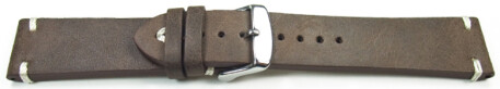 Bracelet montre à dégagement rapide cuir Modèle  Rustique marron foncé 18mm 20mm 22mm 24mm