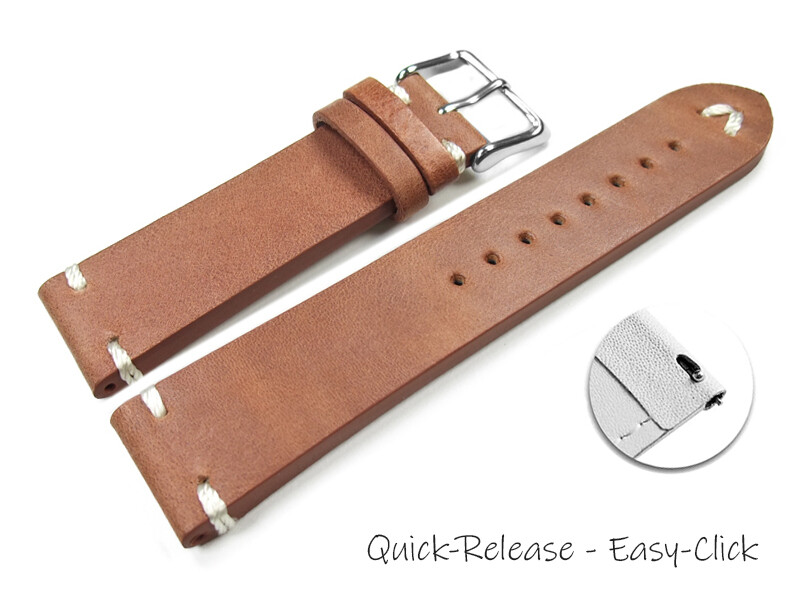 Bracelet montre à dégagement rapide cuir Modèle Rustique marron 18mm