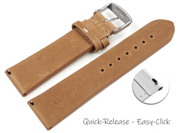 Bracelet montre à dégagement rapide brun clair cuir vachette modèle Soft Vintage 18mm 20mm 22mm