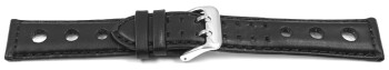 Bracelet montre à dégagement rapide BIO cuir noir tannéau moyen de substances végétales 20mm 22mm 24mm