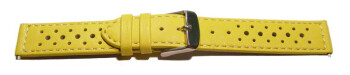 Bracelet montre à dégagement rapide cuir de veau perforé surpiqué jaune 16mm 18mm 20mm 22mm