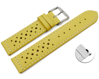 Bracelet montre à dégagement rapide cuir de veau perforé surpiqué jaune 16mm 18mm 20mm 22mm