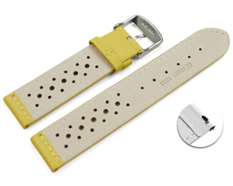 Bracelet montre à dégagement rapide cuir de veau perforé surpiqué jaune 16mm 18mm 20mm 22mm