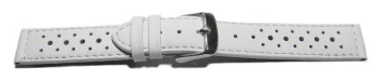 Bracelet montre à dégagement rapide cuir de veau perforé blanc cout. blanche 16mm 18mm 20mm 22mm