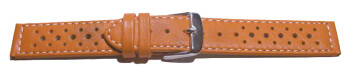 Bracelet montre à dégagement rapide cuir de veau perforé surpiqué orange 16mm 18mm 20mm 22mm