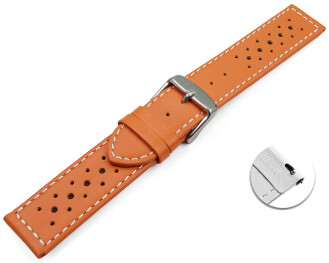 Bracelet montre à dégagement rapide cuir de veau perforé surpiqué orange 16mm 18mm 20mm 22mm