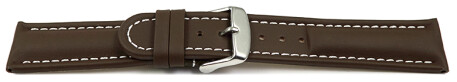 Bracelet montre à dégagement rapide cuir lisse marron foncé surpiqué 18mm 20mm 22mm 24mm