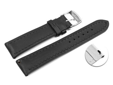 Bracelet De Montre Movado En Cuir Noir Vintage - Largeur 13 Mm - Neuf Sans étiquette