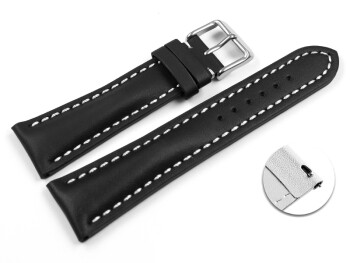 Bracelet montre à dégagement rapide rembourrage épais veau lisse noir 22/18 mm