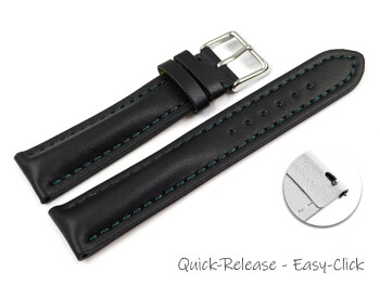 Bracelet montre à dégagement rapide rembourrage épais noir couture vert 18mm 20mm 22mm 24mm