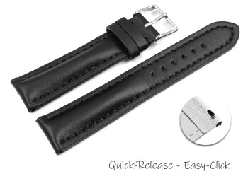 Bracelet montre à dégagement rapide rembourrage épais noir coutures noires 18mm 20mm 22mm 24mm