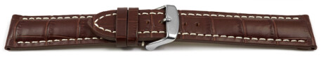 Bracelet montre à dégagement rapide rembourrage épais grain croco marron foncé 18mm 20mm 22mm 24mm