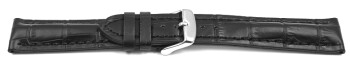 Bracelet montre à dégagement rapide rembourrage épais grain croco noir TiT 18mm 20mm 22mm 24mm
