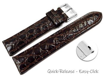 Bracelet montre à dégagement rapide cuir de veau Modèle African marron foncé 18mm 20mm 22mm 24mm