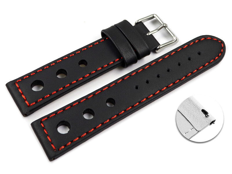 WOCCI Bracelet Montre Cuir Selle Vintage - Boucle Déclipsable Acier - Multiple Tailles 17-26mm