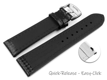 Bracelet montre à dégagement rapide Carbone noir couture noire 18mm 20mm 22mm 24mm