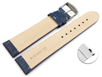Bracelet montre à dégagement rapide cuir de veau grainé bleu wN 18mm 20mm 22mm 24mm