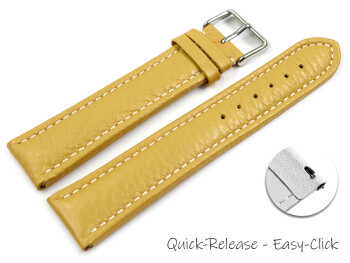 Bracelet montre à dégagement rapide cuir de veau grainé jaune 18mm 20mm 22mm 24mm
