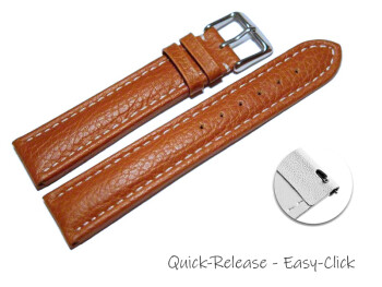 Bracelet montre à dégagement rapide cuir de veau grainé marron clair 18mm 20mm 22mm 24mm