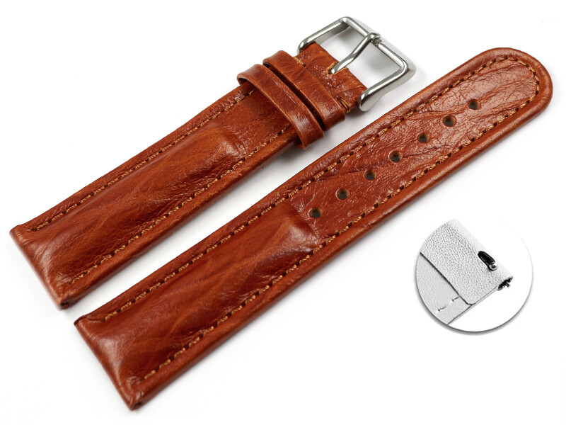 Bracelet Montre Cuir Veau Lisse Marron XL à Dégagement Rapide - Watchband Berlin - Remplacement Facile