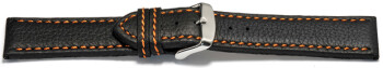 Bracelet montre à dégagement rapide noir cuir surpique orange 18mm 20mm 22mm 24mm
