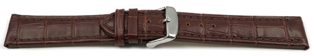 Bracelet montre à dégagement rapide cuir de veau grain croco marron foncé surpiqué