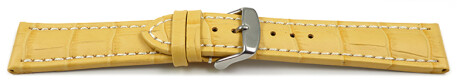 Bracelet montre à dégagement rapide cuir de veau grain croco jaune surpiqué 18mm 20mm 22mm 24mm